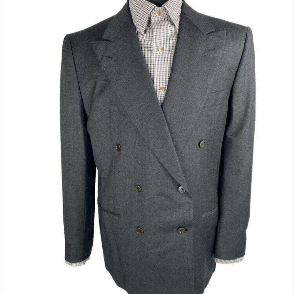 NAPOLEON Handmade Gray Wool Double Breasted Blazer Size 52